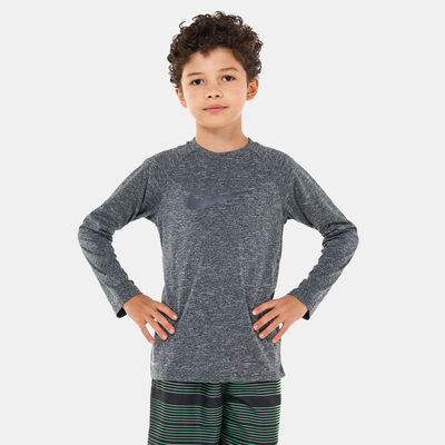 Nike Swim Kids' Heather Hydroguard Swim Top Black