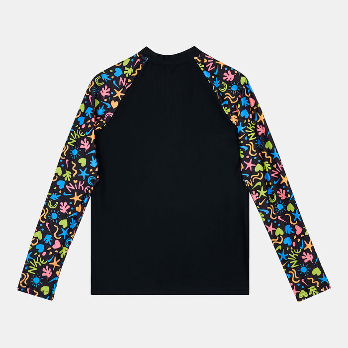 Nike Swim Kids' Long Sleeve Zip Hydroguard Green image number 1