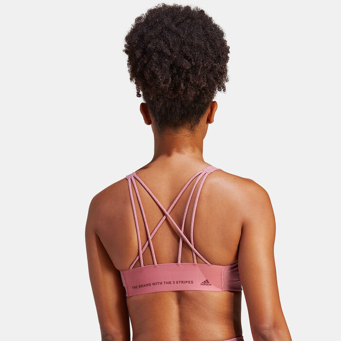 adidas Women's Coreflow Medium-Support Training Sports Bra Pink image number 1