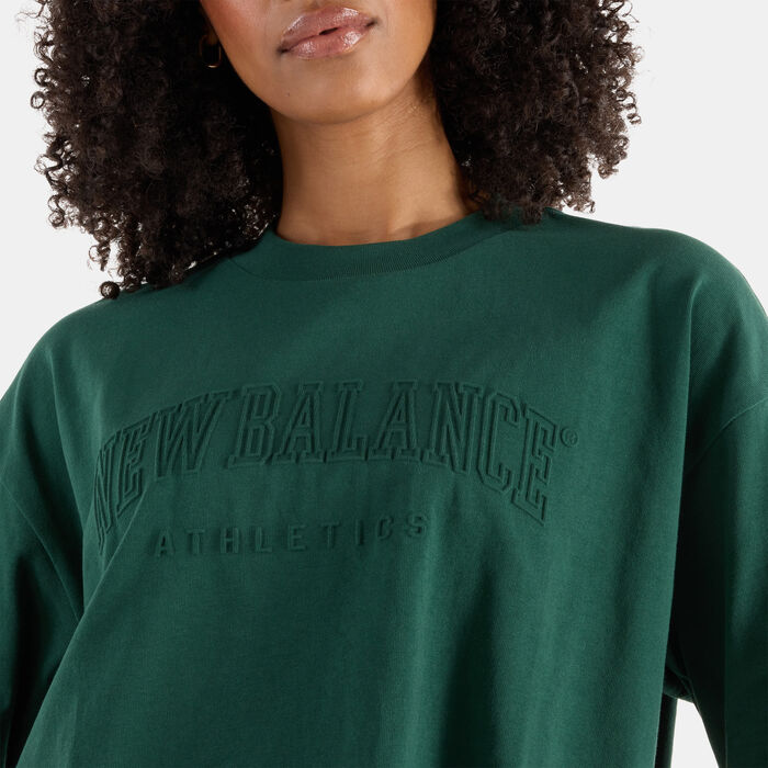 New Balance Women's Embossed Graphic Jersey T-Shirt Beige New Balance Women's Embossed Graphic Jersey T-Shirt Beige image number 3