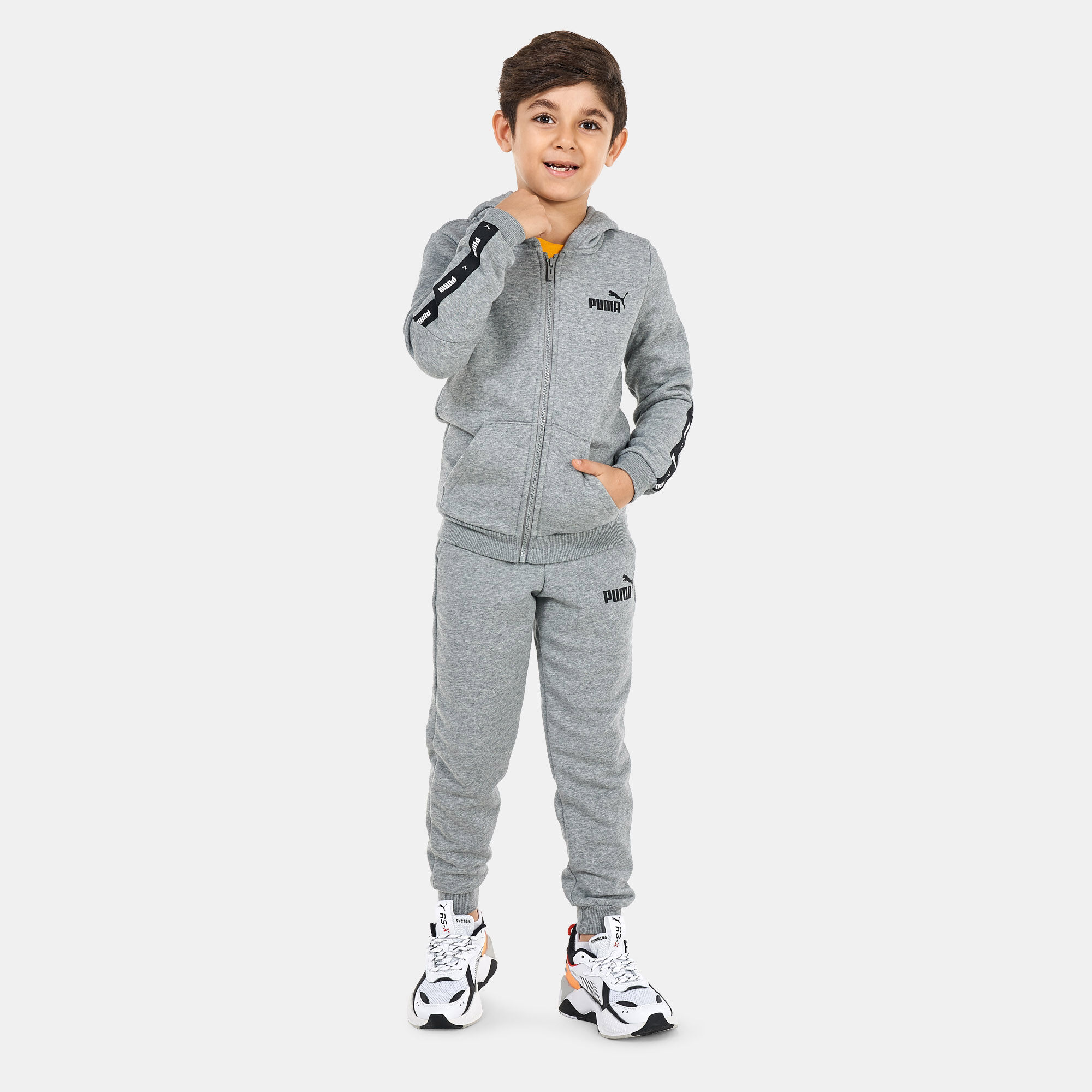 Boys grey puma tracksuit discount