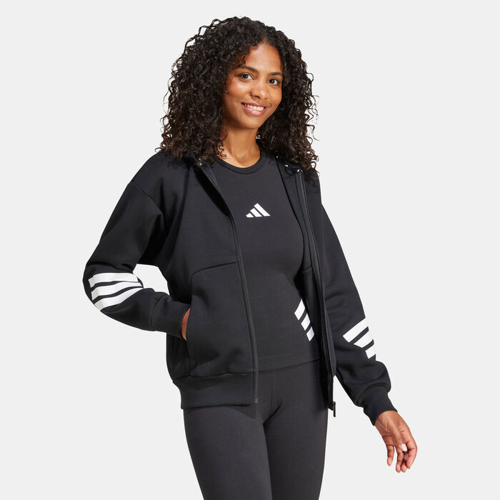 adidas Women's Future Icons 3-Stripes Full-Zip Hoodie Black adidas Women's Future Icons 3-Stripes Full-Zip Hoodie Black image number 2