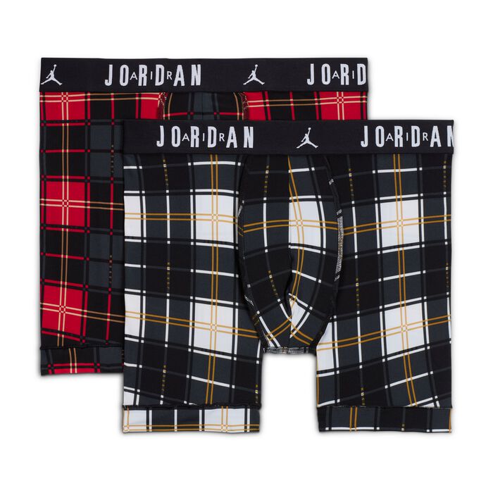 Jordan Men's Dri-FIT Plaid Boxer Briefs (2-Pack) Black Jordan Men's Dri-FIT Plaid Boxer Briefs (2-Pack) Black image number 1