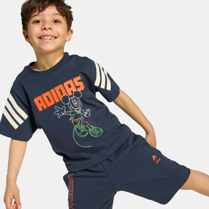 adidas Kids' Disney Mickey Mouse T-Shirt And Shorts Set Blue adidas Kids' Disney Mickey Mouse T-Shirt And Shorts Set Blue image number 3