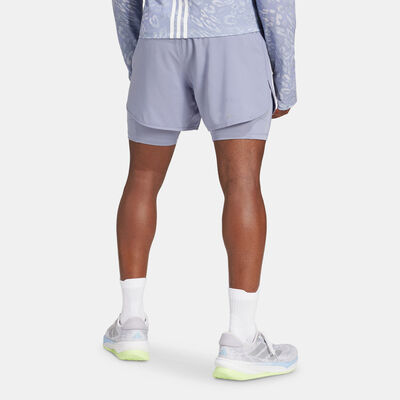 adidas Men's Own the Run 3-Stripes 2-in-1 Shorts Grey