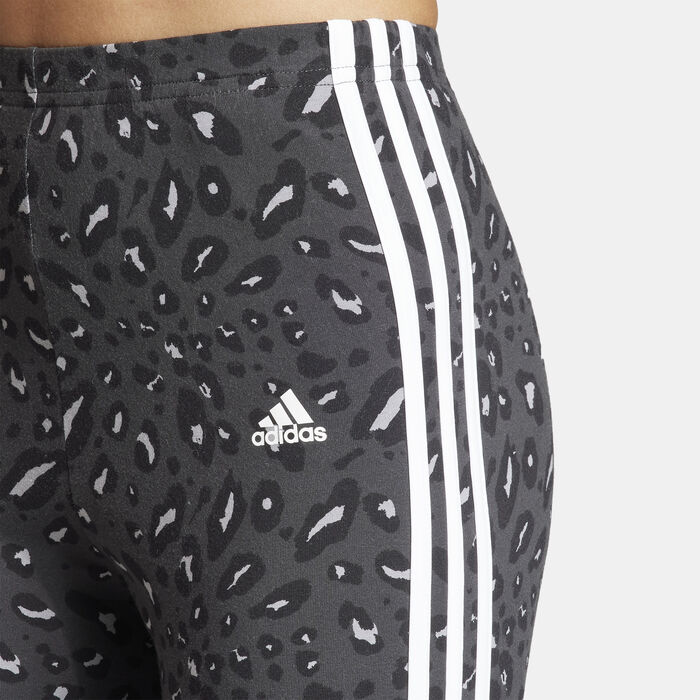 adidas Women's Essentials 3-Stripes Animal Print Leggings Black adidas Women's Essentials 3-Stripes Animal Print Leggings Black image number 4