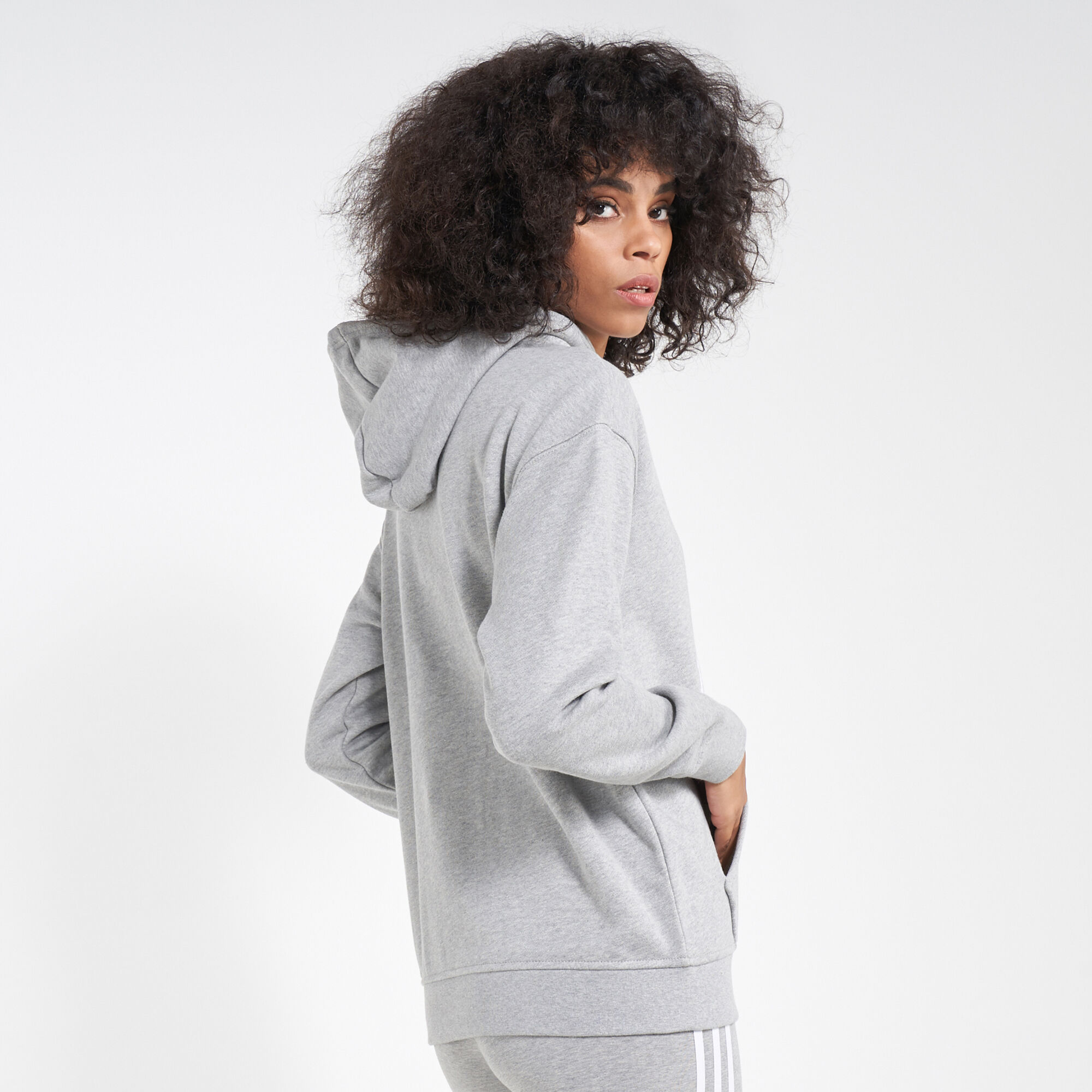 Grey trefoil clearance hoodie womens
