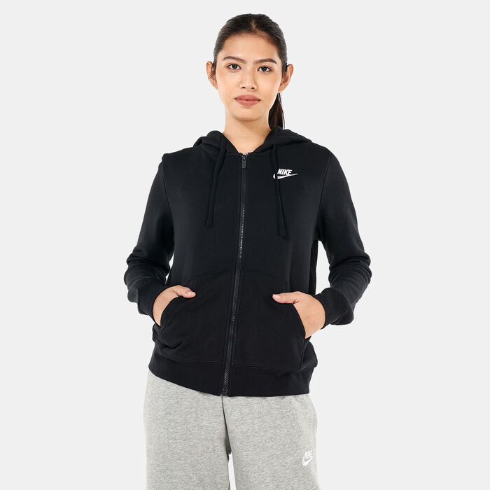 Nike Women's Sportswear Club Fleece Full-Zip Hoodie Black Nike Women's Sportswear Club Fleece Full-Zip Hoodie Black image number 0