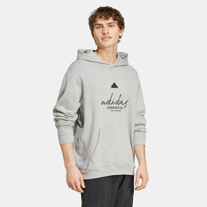 adidas Men's Brand Love Hoodie Grey adidas Men's Brand Love Hoodie Grey image number 2