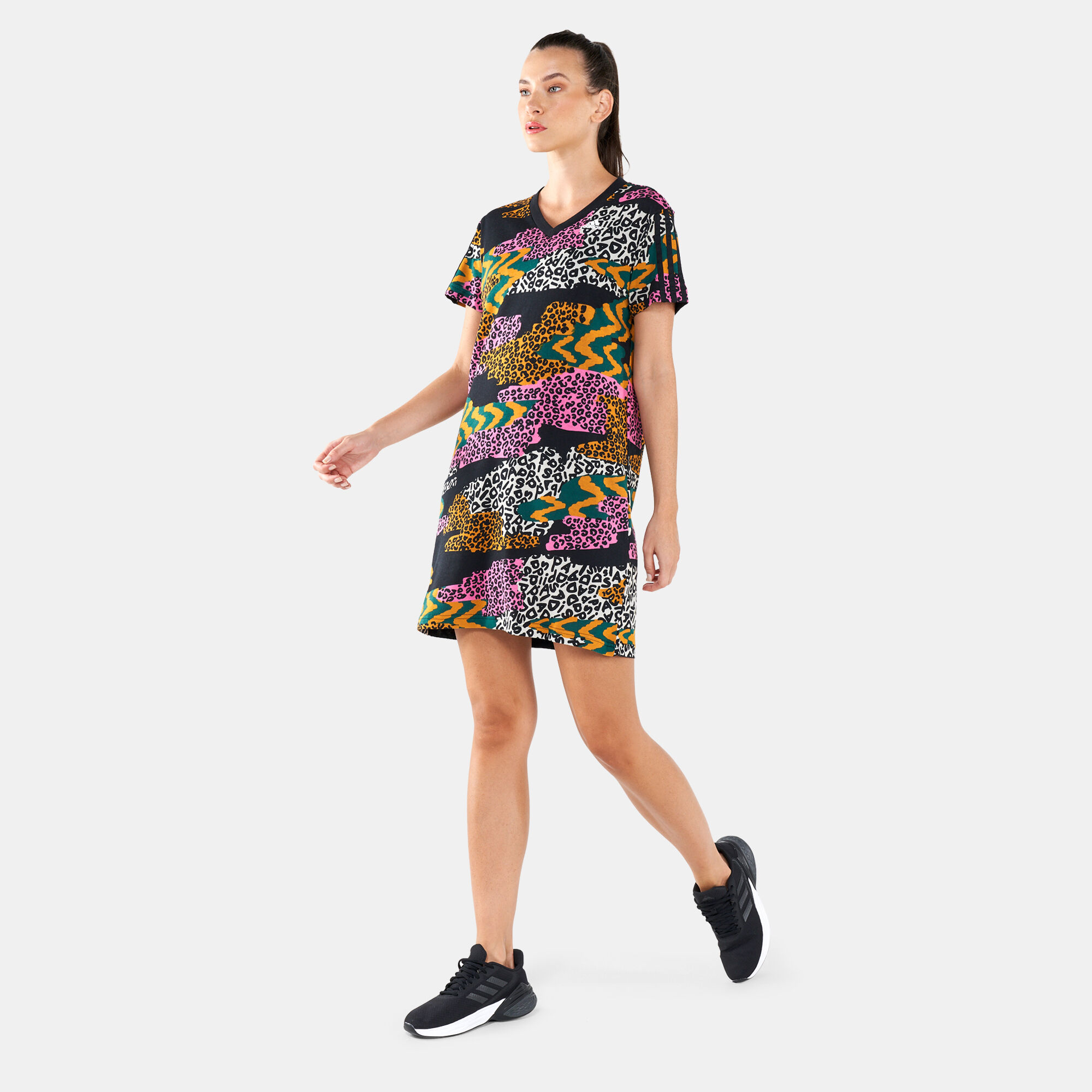 Buy adidas Women s FARM Rio 3 Stripes Print Cotton V Neck Dress