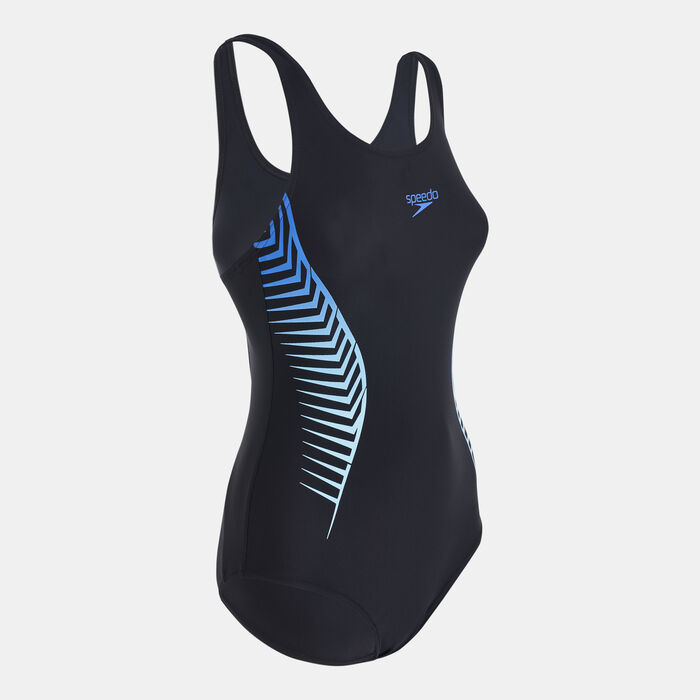 Speedo Women's Placement Muscleback One-Piece Swimsuit Black Speedo Women's Placement Muscleback One-Piece Swimsuit Black image number 2