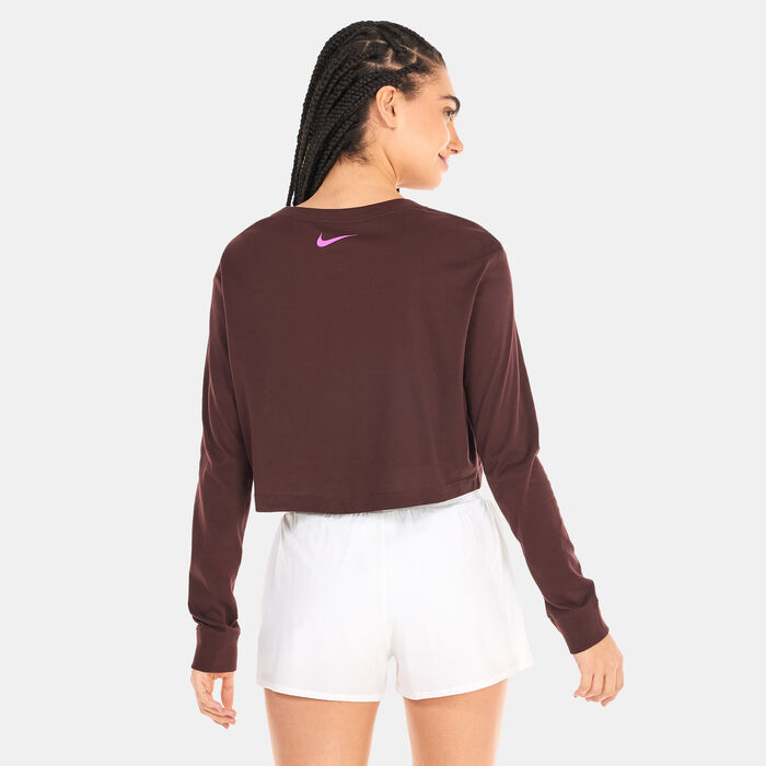 Nike Women's Dri-FIT Court Slam Crop Top Brown image number 1