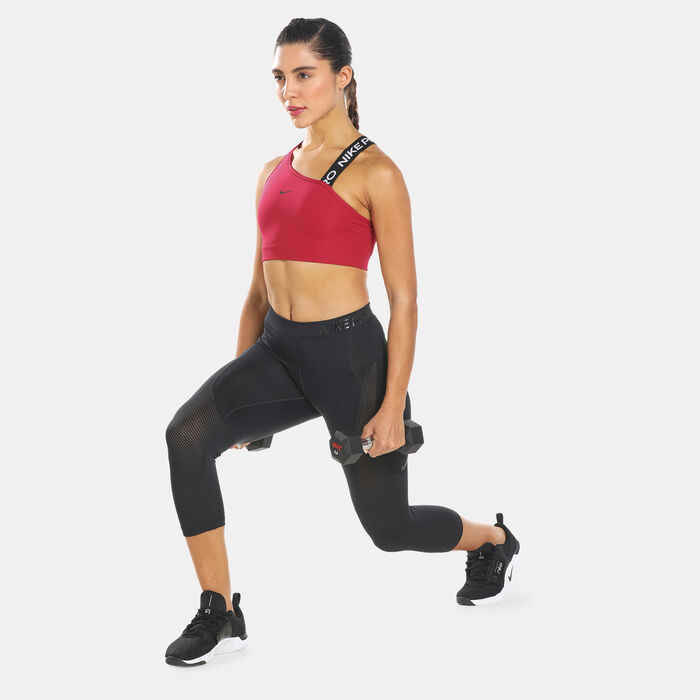 Nike Women's Pro Dri-FIT Swoosh Asymmetric Sports Bra Red Nike Women's Pro Dri-FIT Swoosh Asymmetric Sports Bra Red image number 2