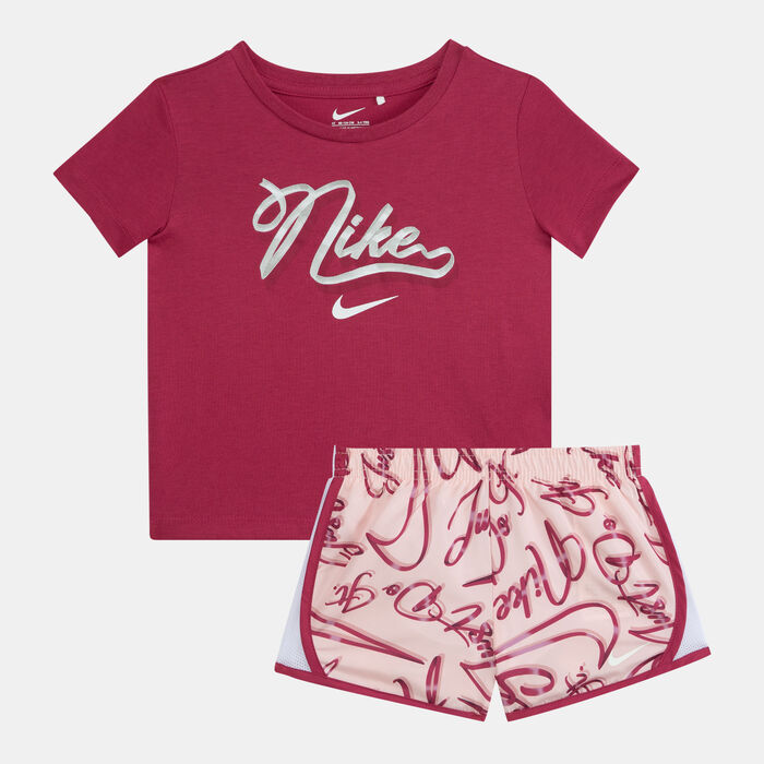 Nike Kids' Essentials Allover Print Tempo T-Shirt and Shorts Set Red Nike Kids' Essentials Allover Print Tempo T-Shirt and Shorts Set Red image number 0