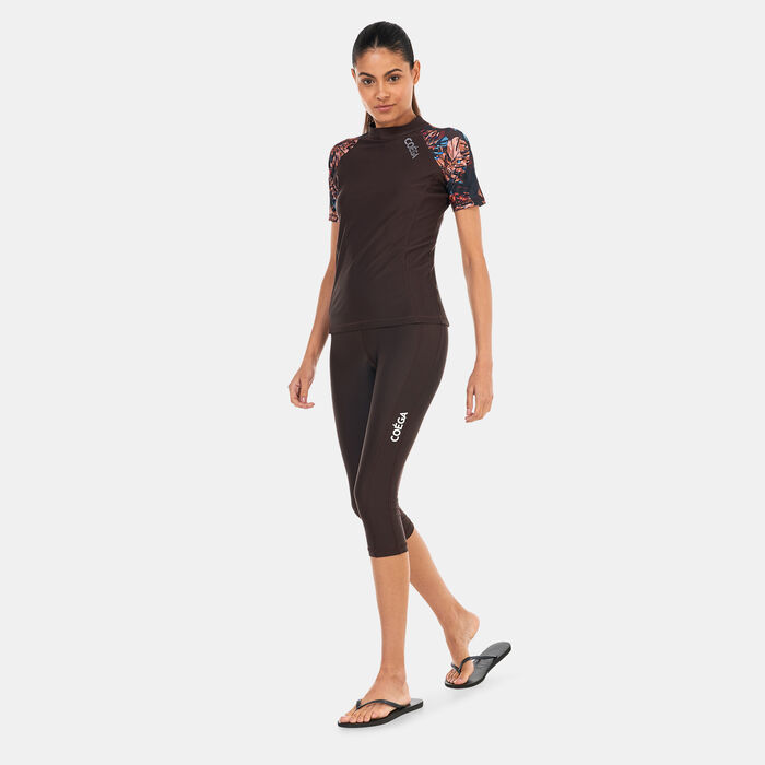 COEGA Women's Printed 3/4 Swim Leggings Brown COEGA Women's Printed 3/4 Swim Leggings Brown image number 2