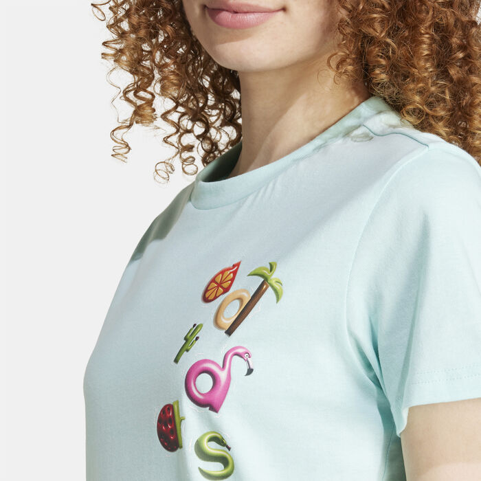 adidas Women's Summer Fun Float Graphic T-Shirt Blue adidas Women's Summer Fun Float Graphic T-Shirt Blue image number 2