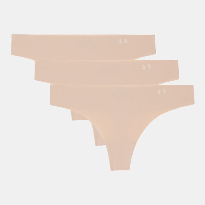 Under Armour Women's UA Pure Stretch Thong Underwear (3 Pack) Beige Under Armour Women's UA Pure Stretch Thong Underwear (3 Pack) Beige image number 0