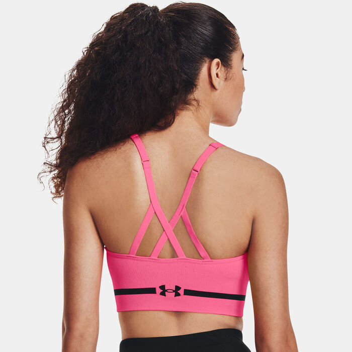 Under Armour Women's Seamless Long Heather Sports Bra Pink Under Armour Women's Seamless Long Heather Sports Bra Pink image number 1