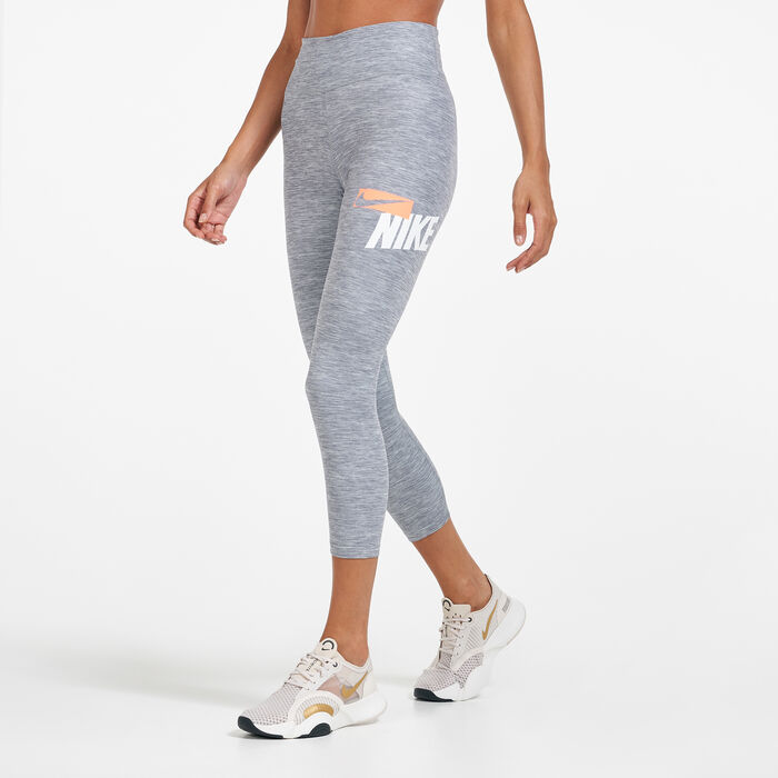 Buy Nike Women's One Cropped Heathered Graphic 7/8 Leggings Grey in KSA -SSS