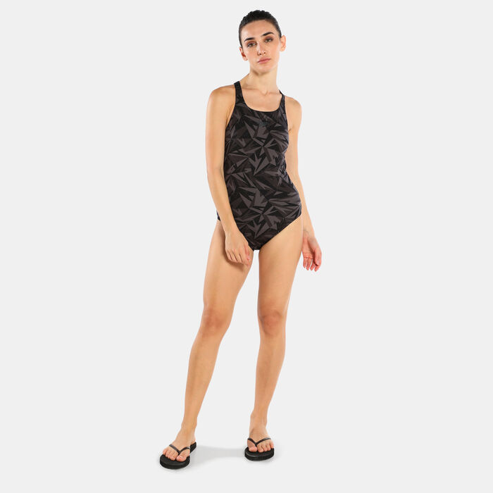 Speedo Women's Hyperboom Allover Print Medalist One-Piece Swimsuit Black Speedo Women's Hyperboom Allover Print Medalist One-Piece Swimsuit Black image number 2