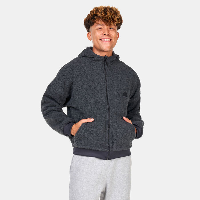 adidas Men's Polar Fleece Full-Zip Hooded Jacket Black image number 0