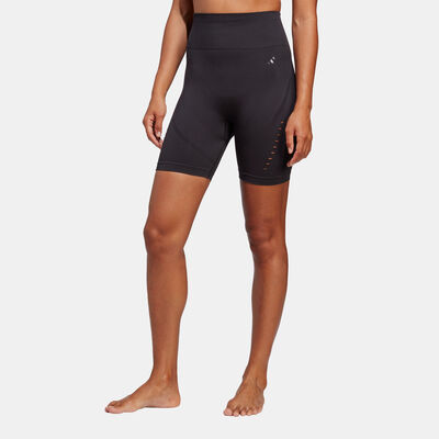adidas Women's Yoga Studio AEROKNIT Bike Short Leggings Black
