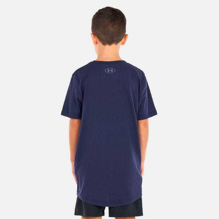 Under Armour Kids' UA Sportstyle Left Chest T-Shirt Blue Under Armour Kids' UA Sportstyle Left Chest T-Shirt Blue image number 1