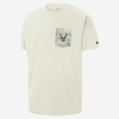 Nike Men's NBA Milwaukee Bucks Courtside Max90 T-Shirt Ivory Nike Men's NBA Milwaukee Bucks Courtside Max90 T-Shirt Ivory