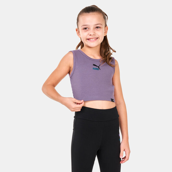 PUMA Kids' Classics Cropped Tank Top Purple PUMA Kids' Classics Cropped Tank Top Purple image number 0