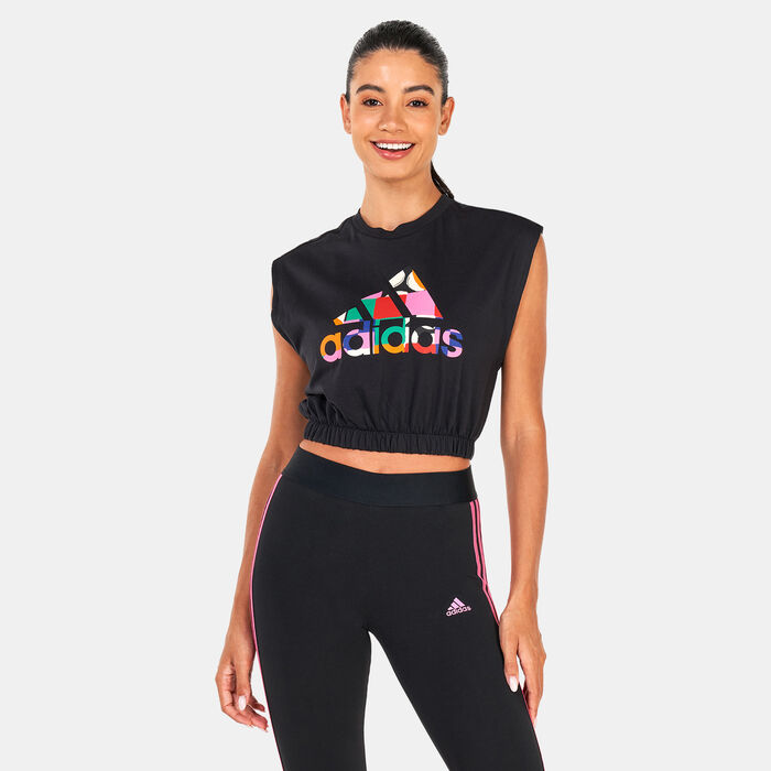 adidas Women's X FARM Rio Sleevess T-Shirt Black adidas Women's X FARM Rio Sleevess T-Shirt Black image number 0