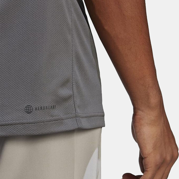 adidas Men's Train Essentials 3-Stripes Training Polo Shirt Grey adidas Men's Train Essentials 3-Stripes Training Polo Shirt Grey image number 4