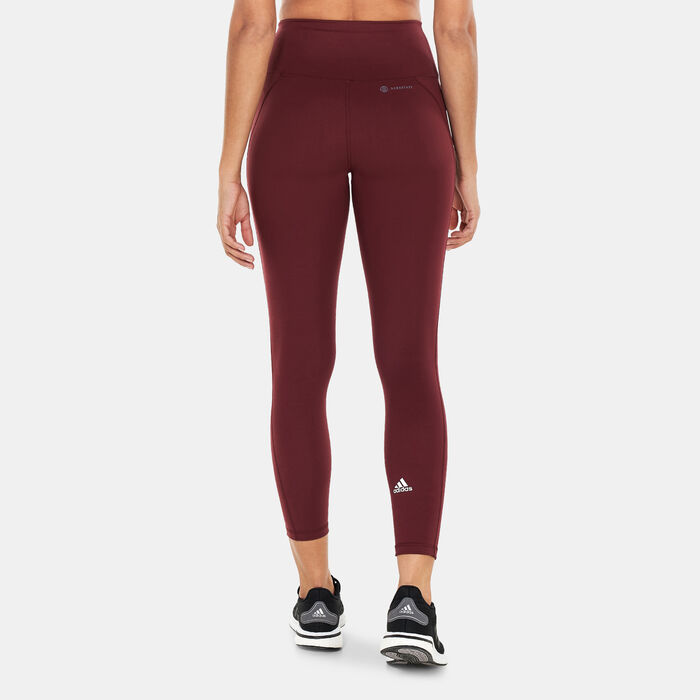 adidas Women's Yoga Essentials High-Waisted Leggings Maroon adidas Women's Yoga Essentials High-Waisted Leggings Maroon image number 1