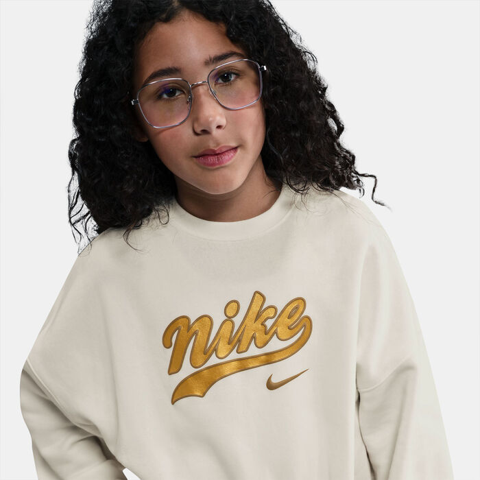 Nike Kids' Sportswear Trend Fleece Cropped Hoodie Ivory Nike Kids' Sportswear Trend Fleece Cropped Hoodie Ivory image number 3