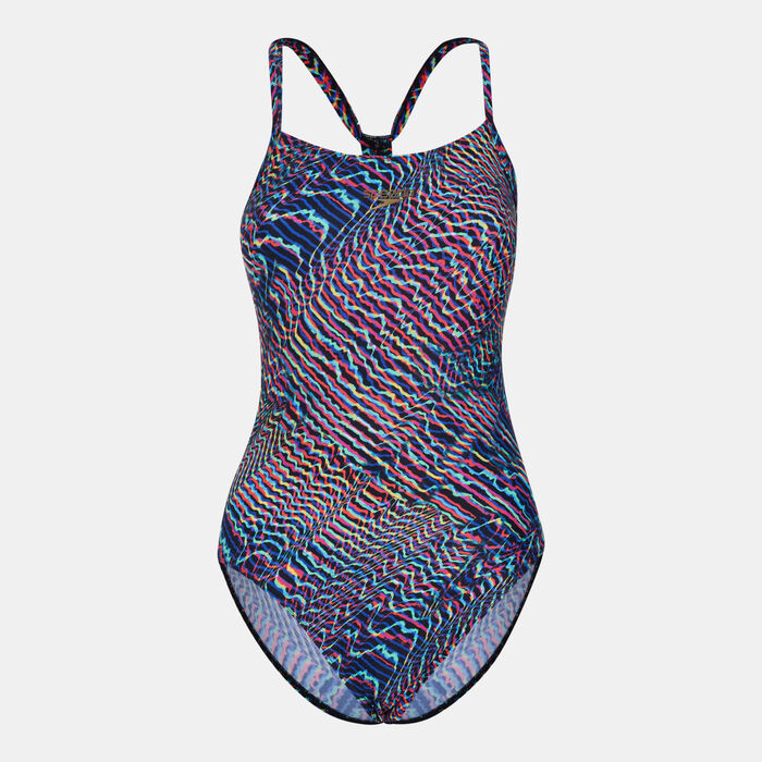 Womens Colourripple Allover Digital Rippleback Swimsuit