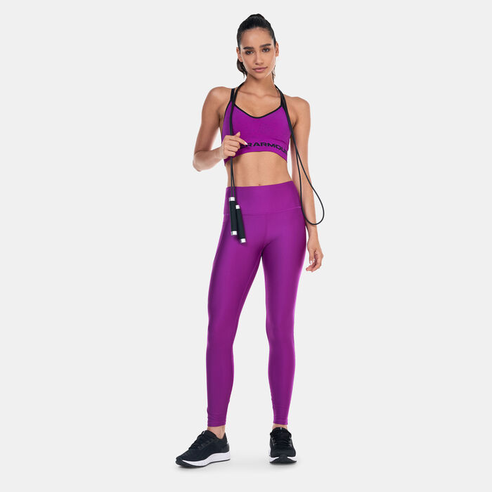 Under Armour Women's Seamless Long Heather Sports Bra Purple image number 2
