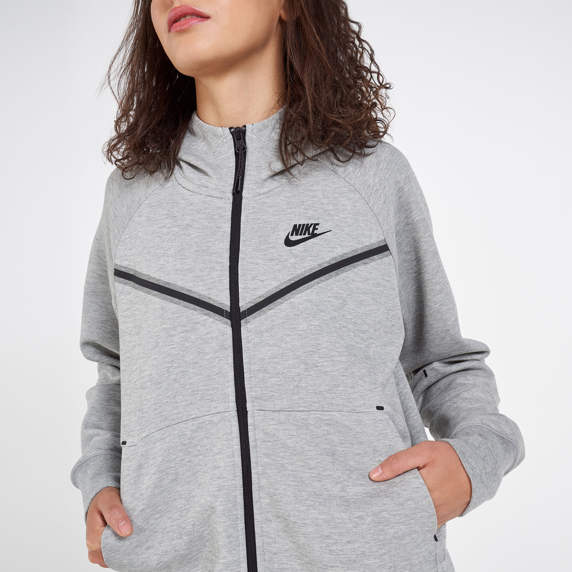Grey nike tech fleece hoodie women's top