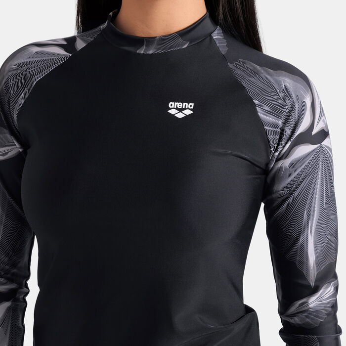 Arena Women's Modesty Long Sleeve Swimming Rashguard Black Arena Women's Modesty Long Sleeve Swimming Rashguard Black image number 3