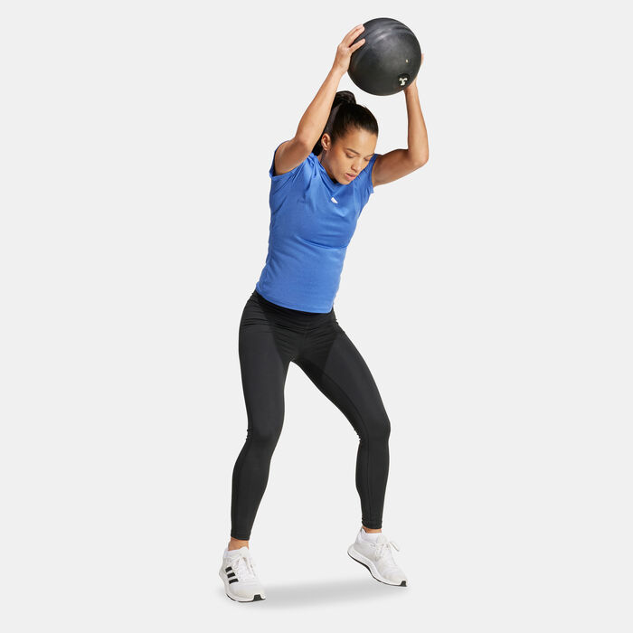 adidas Women's AEROREADY Train Essentials Minimal Branding V-Neck T-Shirt Blue adidas Women's AEROREADY Train Essentials Minimal Branding V-Neck T-Shirt Blue image number 2
