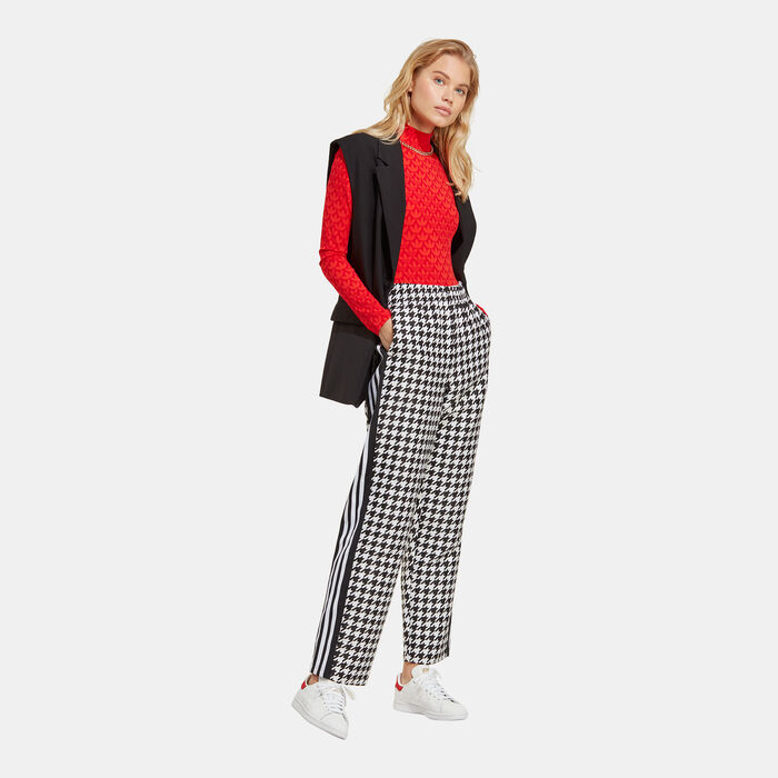 adidas Originals Women's Houndstooth Wide Leg Joggers Black adidas Originals Women's Houndstooth Wide Leg Joggers Black image number 2