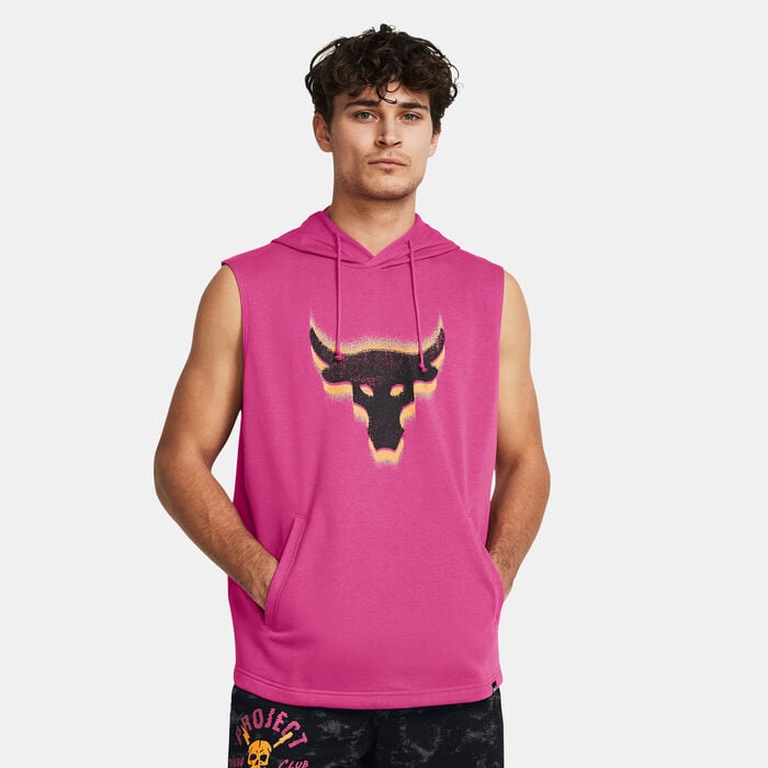 Under Armour Men's Project Rock Payoff Sleeveless Training Hoodie Pink Under Armour Men's Project Rock Payoff Sleeveless Training Hoodie Pink image number 0