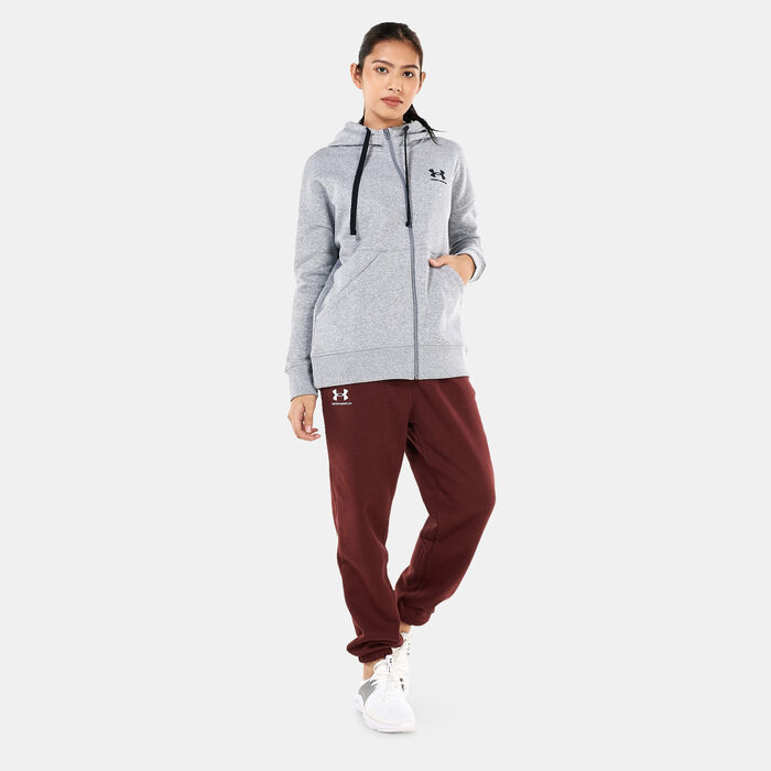Under Armour Women's Rival Fleece Full-Zip Hoodie Grey Under Armour Women's Rival Fleece Full-Zip Hoodie Grey image number 2