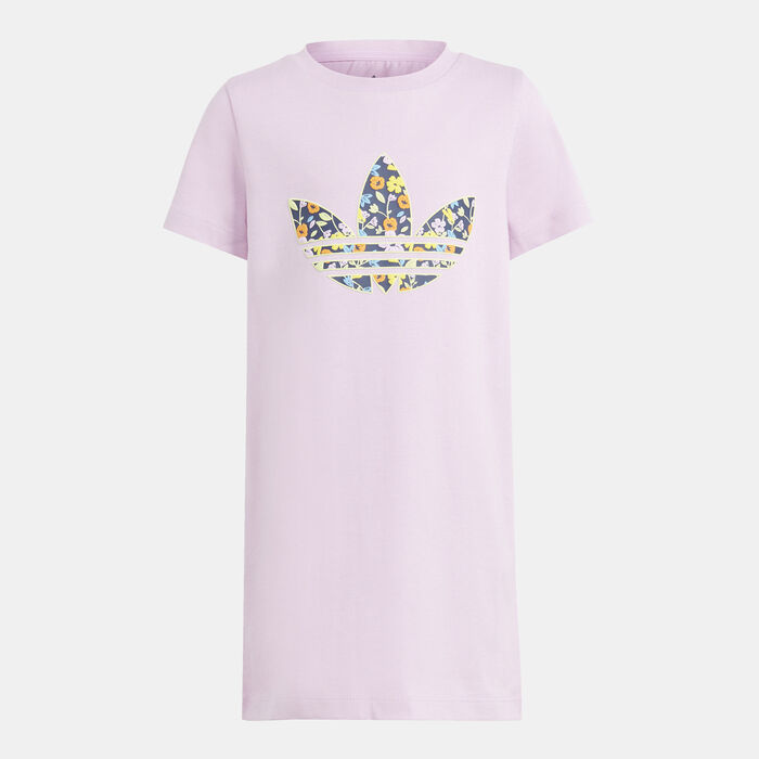 adidas Originals Kids' Floral T-Shirt Dress Purple image number 0