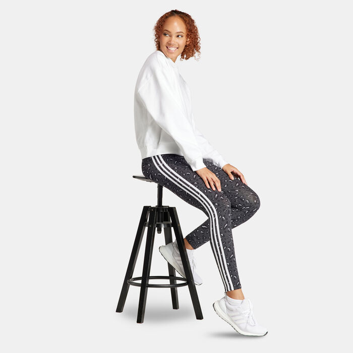 adidas Women's Essentials 3-Stripes Animal Print Leggings Black image number 2