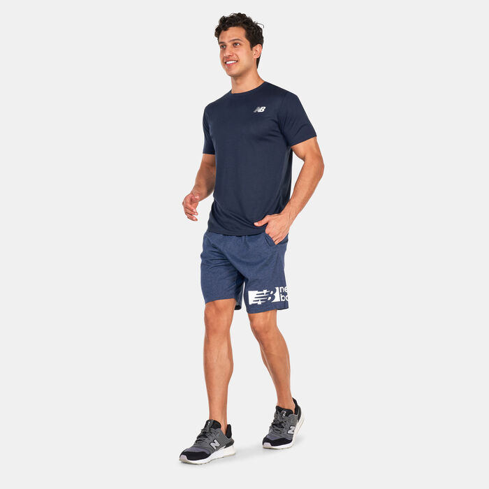 New Balance Men's Heathertech Shorts Blue New Balance Men's Heathertech Shorts Blue image number 2