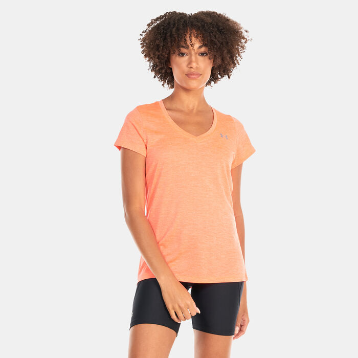 Under Armour Women's Tech™ Twist V-Neck Training T-Shirt Orange Under Armour Women's Tech™ Twist V-Neck Training T-Shirt Orange image number 0