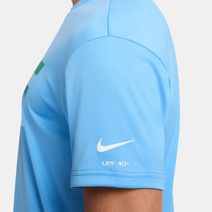 Nike Swim Men's Logo Hydroguard Swimming T-Shirt Blue Nike Swim Men's Logo Hydroguard Swimming T-Shirt Blue image number 4