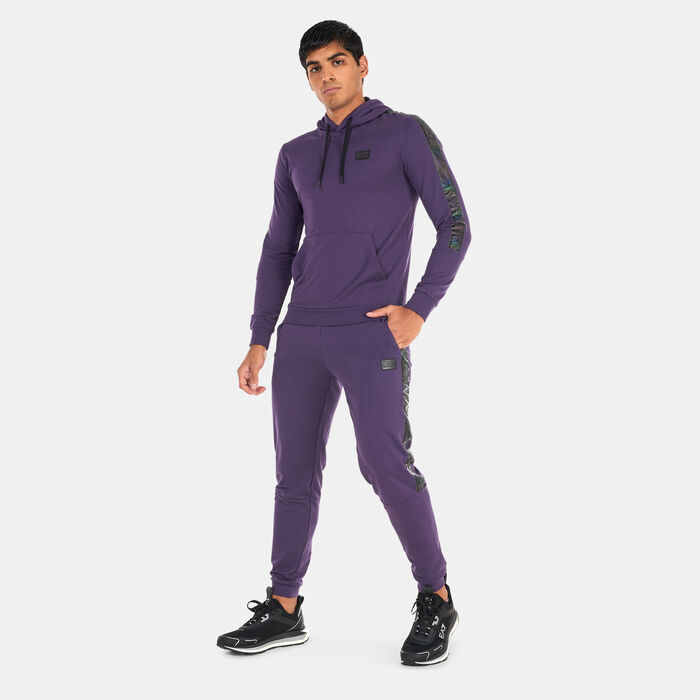 EA7 Emporio Armani Men's Train Logo Series Tape Hoodie Purple image number 2