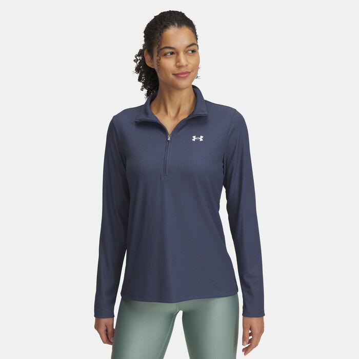 Under Armour Women's UA Tech Rib 1/2-Zip Top Grey Under Armour Women's UA Tech Rib 1/2-Zip Top Grey image number 0