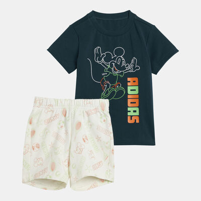 adidas Kids' Disney Mickey Mouse T-Shirt And Shorts Set Green
