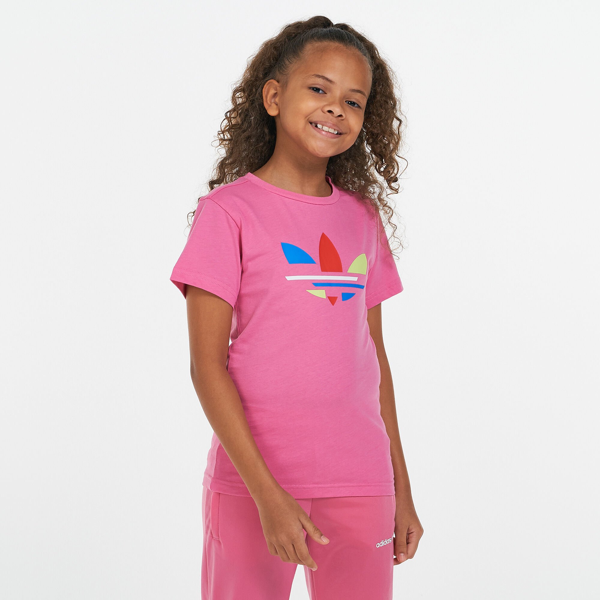 Girls pink adidas top 2025